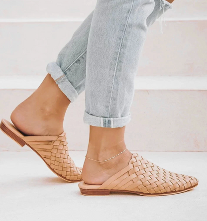 Liberte Leather Prague Woven Mules | Sz 8