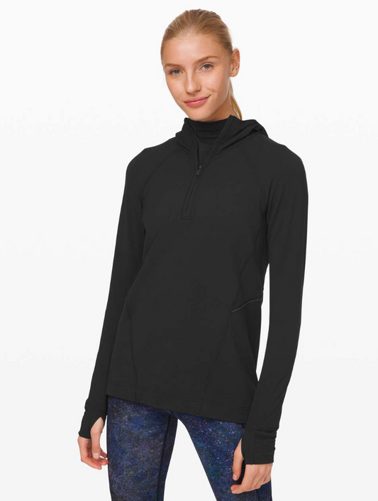 Lululemon Warm Stabilizer 1/2 Zip Hoodie in Black | Sz 8