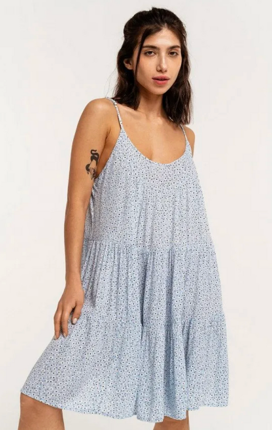Thread & Supply Blue Daisy Print Mini Dress | Sz Medium