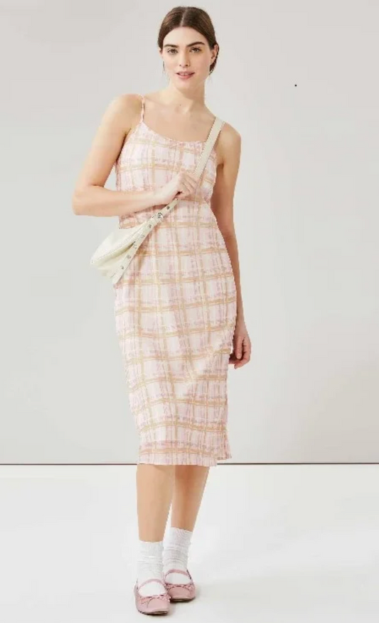 Joe fresh Midi Pink Plaid Dress | Sz Medium