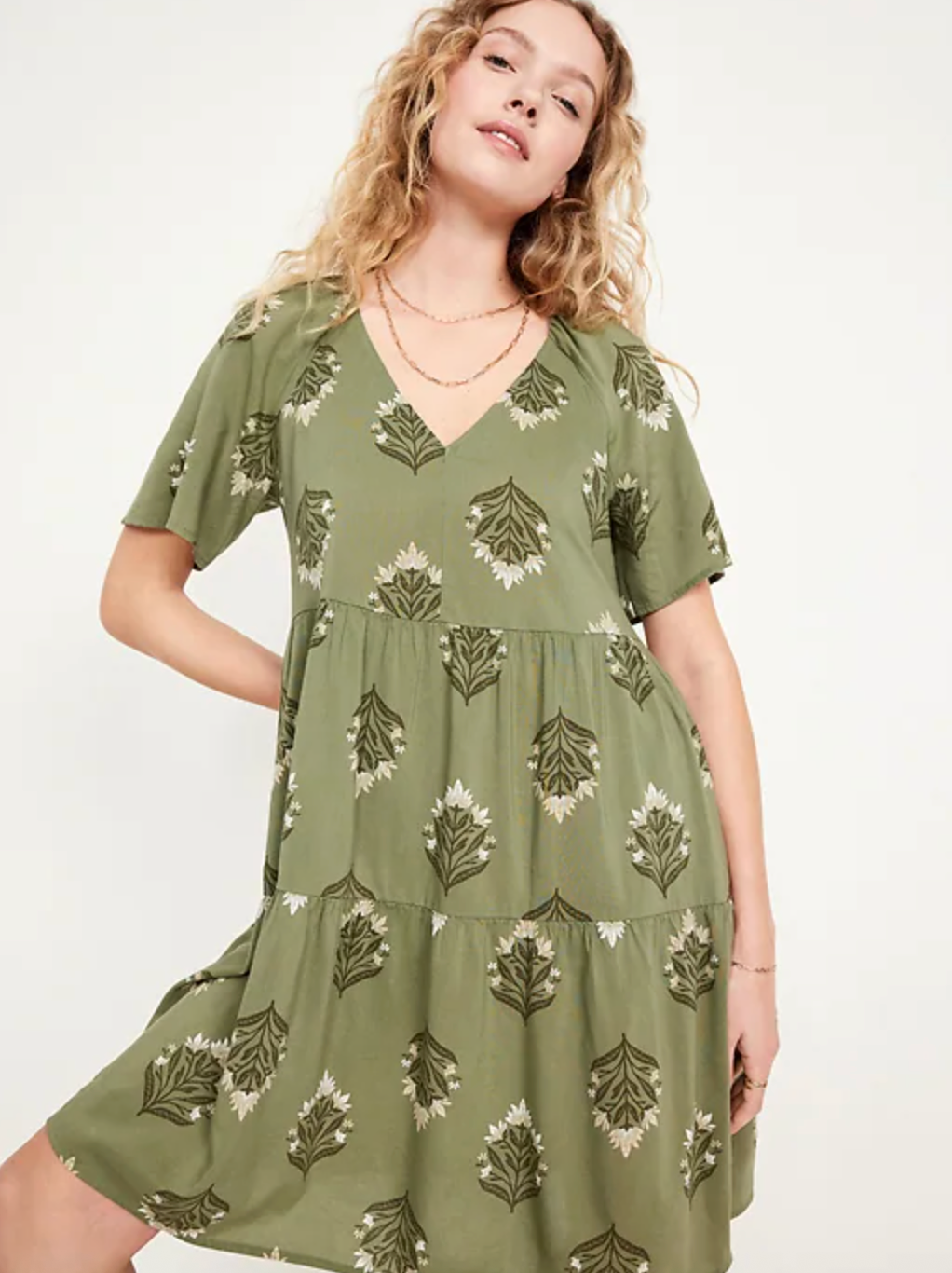 Old Navy Green Printed Swing Dress NWT | Sz Medium
