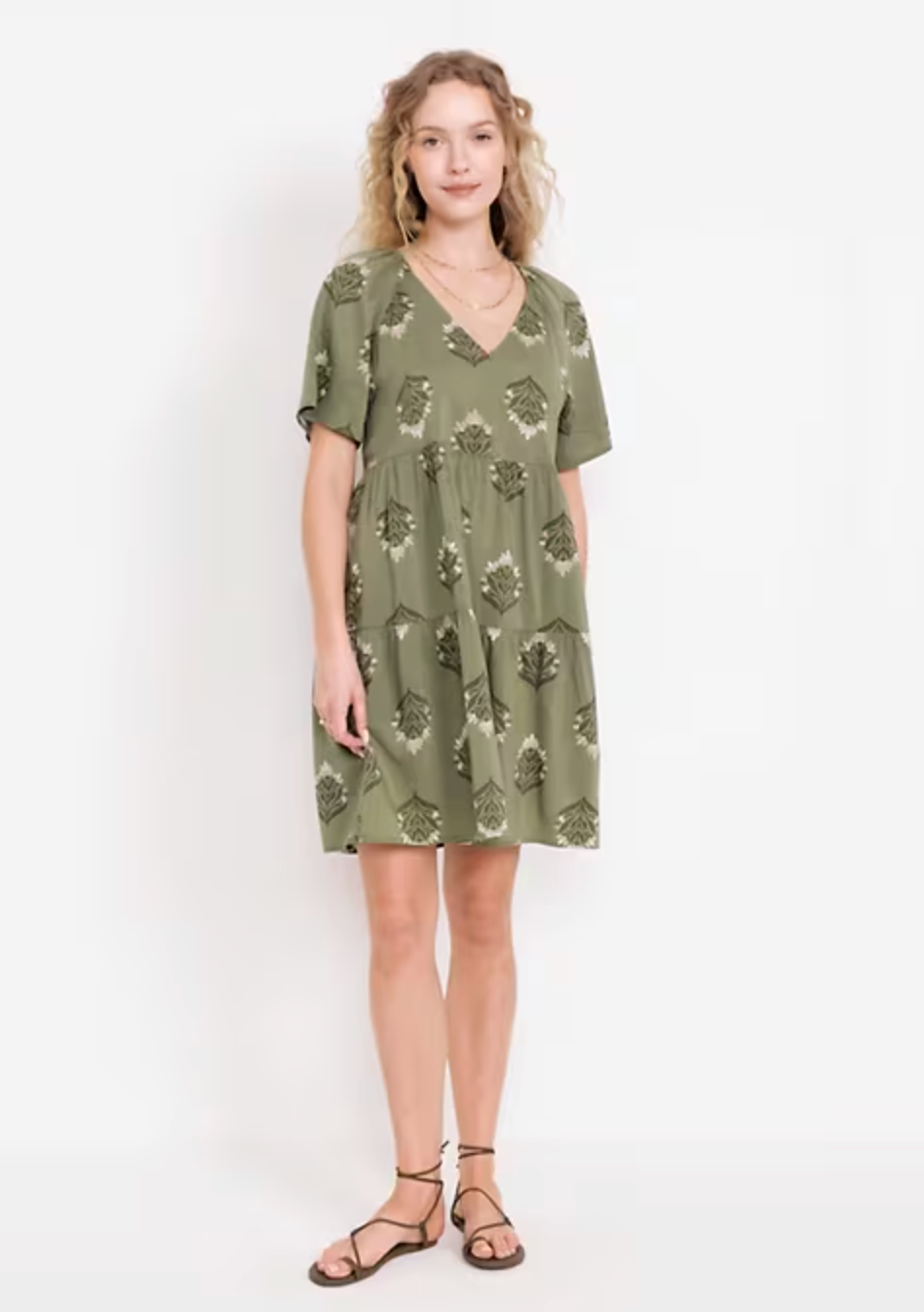 Old Navy Green Printed Swing Dress NWT | Sz Medium