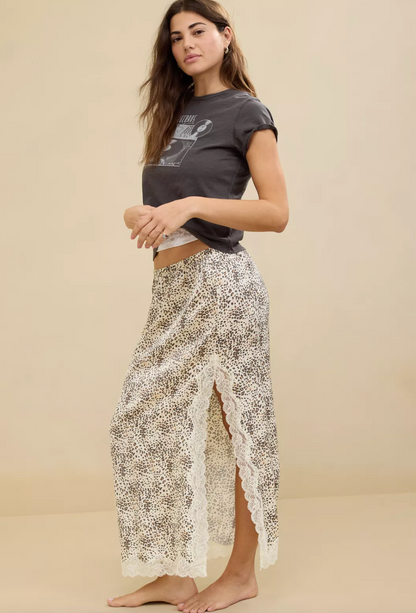 Aerie Satin & Lace Leopard Print Skirt | Sz XS (could fit size small)