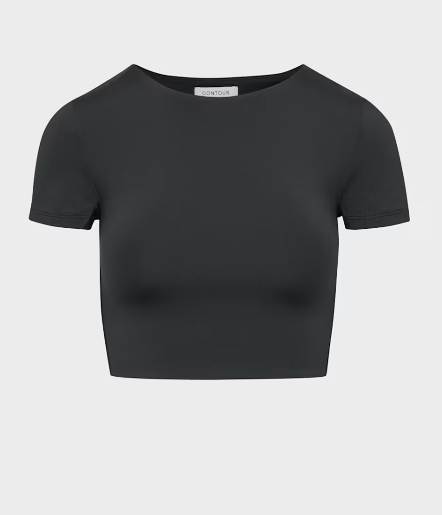 Aritzia Contour Crew Cropped T Black | Medium