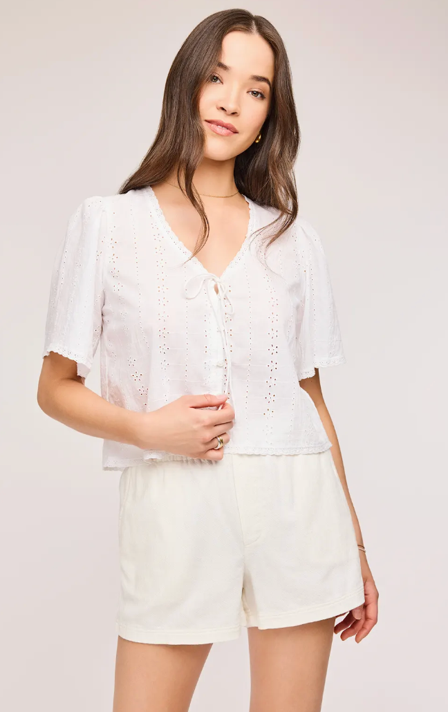 Gentle Fawn Jessa Eyelet Top White | Sz XS (fits big)
