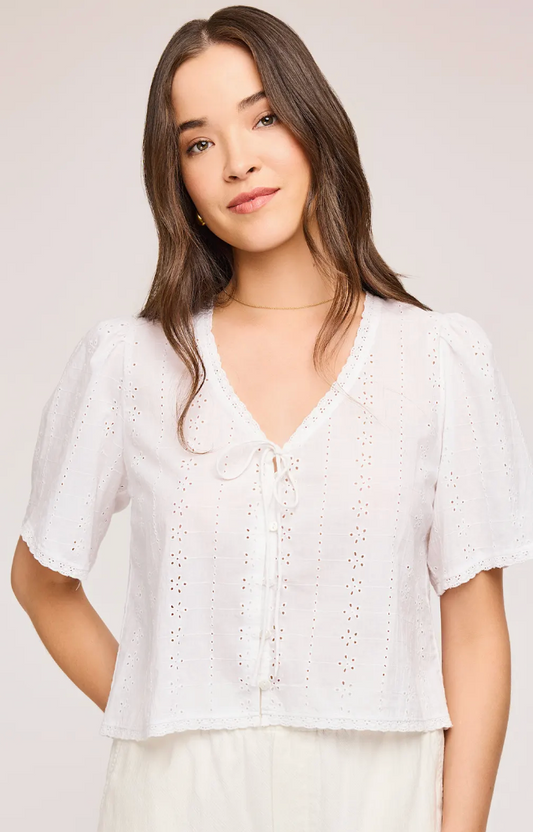 Gentle Fawn Jessa Eyelet Top White | Sz XS (fits big)