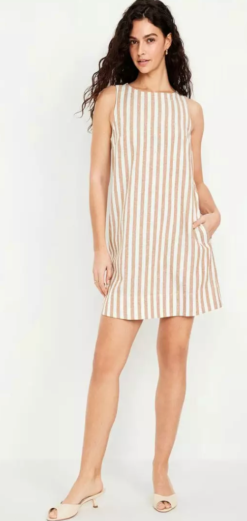 Old Navy Linen Blend Striped Shift Dress  | Sz Medium