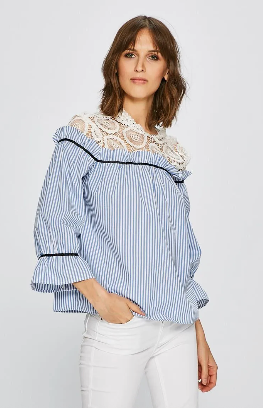 Striped and White Lace Top | Sz Small
