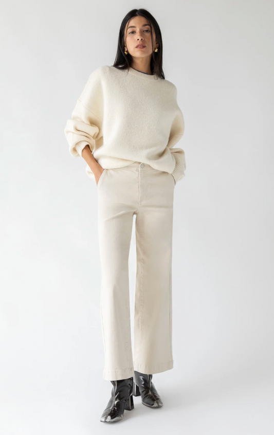 Oak & Fort Twill Cropped Wide Pants  | Medium (approx 27)