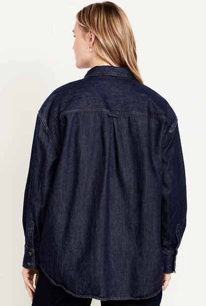 Old Navy Oversized Boyfriend Button-Down Jean Shirt | Sz Small (oversized)