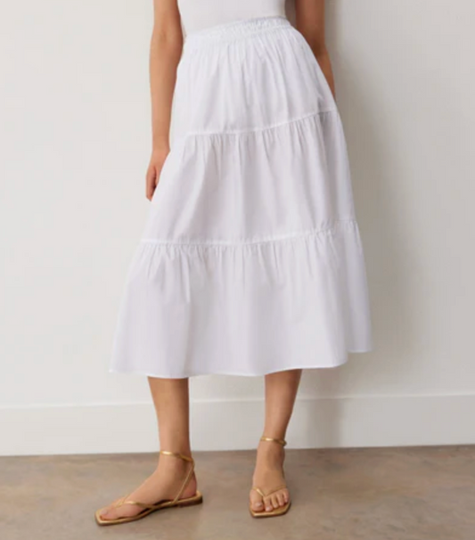 A&F White Cotton Tiered Skirt | Medium