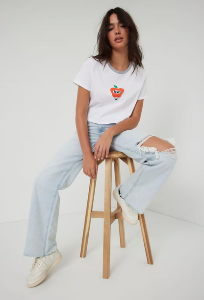 Levi's Cropped Jordie T-Shirt with Logo | Sz XL