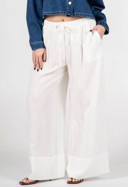 C'est Moi Wide Leg Linen Pants | Small (may fit Medium)