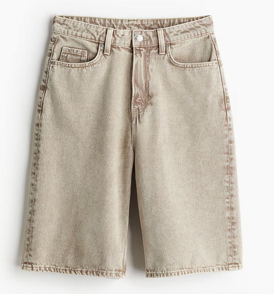 H&M Loose Fit Bermuda Shorts in Grey/Brown | Sz 14