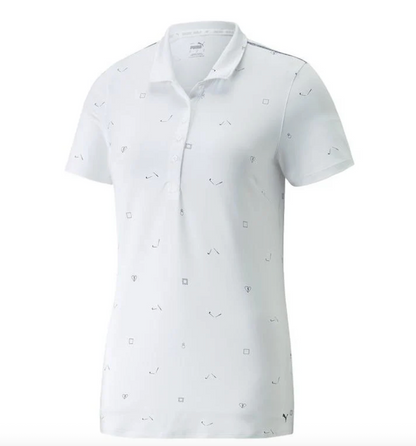 Puma Cloudspum White Graphic Golf Polo | Large