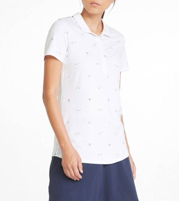Puma Cloudspum White Graphic Golf Polo | Large