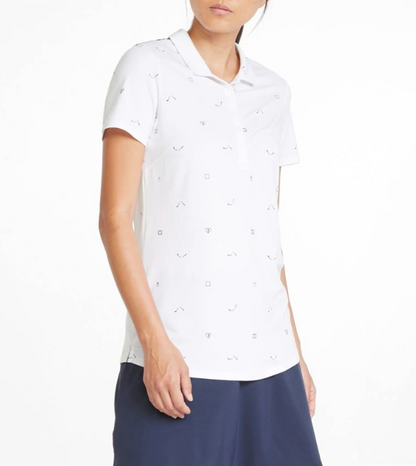 Puma Cloudspum White Graphic Golf Polo | Large