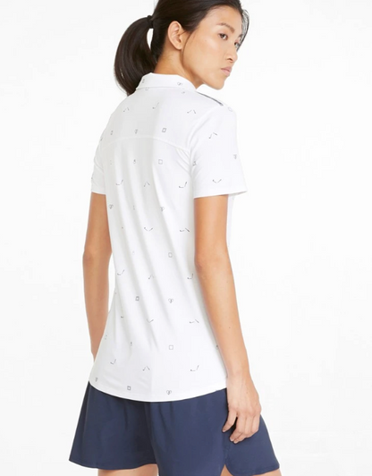 Puma Cloudspum White Graphic Golf Polo | Large
