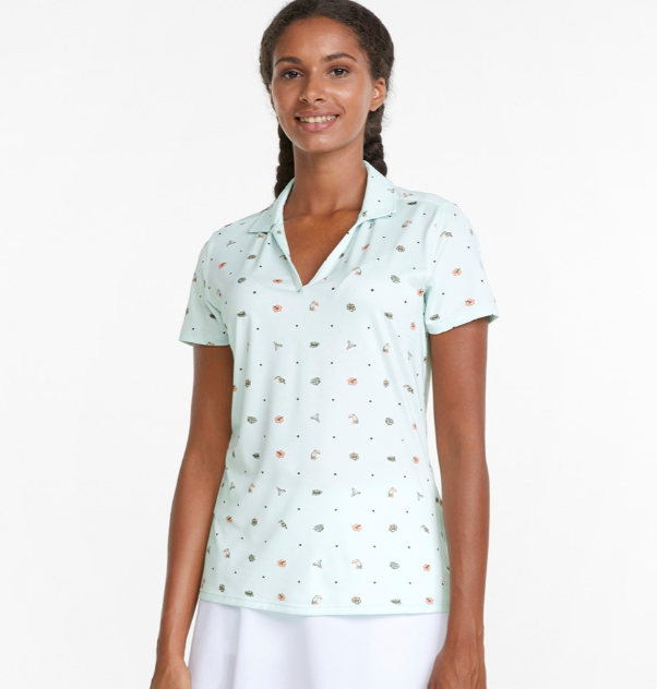 Puma Galapagos Golf Polo in Soothing Sea-Hot Coral | Large