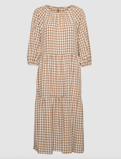 SoyaConcept Brown/White Gingham Dress | Sz XS (Fits small/medium)