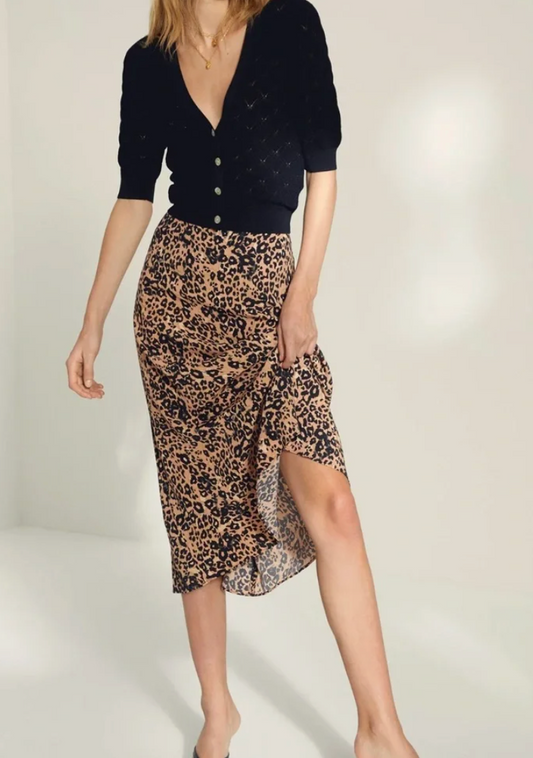 Wilfred Midi Leopard Print Skirt | Sz Small
