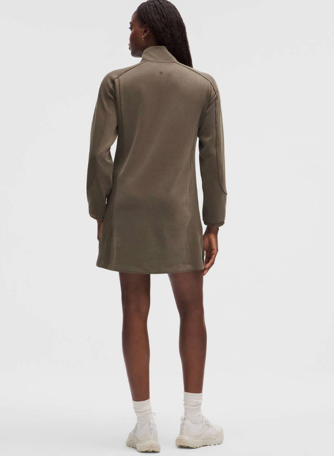 Lululemon Softstreme Half-Zip Mini Dress Olive Brown | Sz Medium