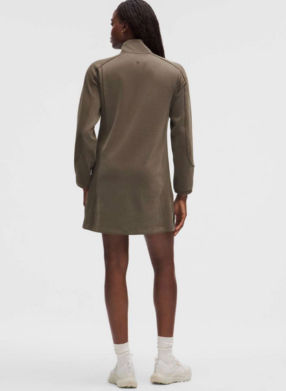 Lululemon Softstreme Half-Zip Mini Dress Olive Brown | Sz Medium