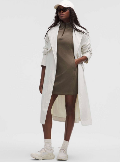 Lululemon Softstreme Half-Zip Mini Dress Olive Brown | Sz Medium