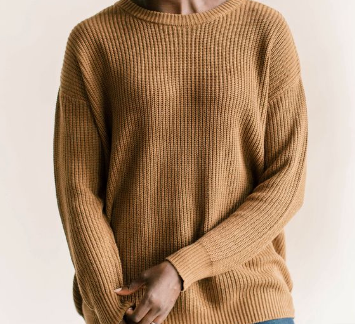 Jax & Lennon Knit Caramel Brown Sweater | Sz S/M