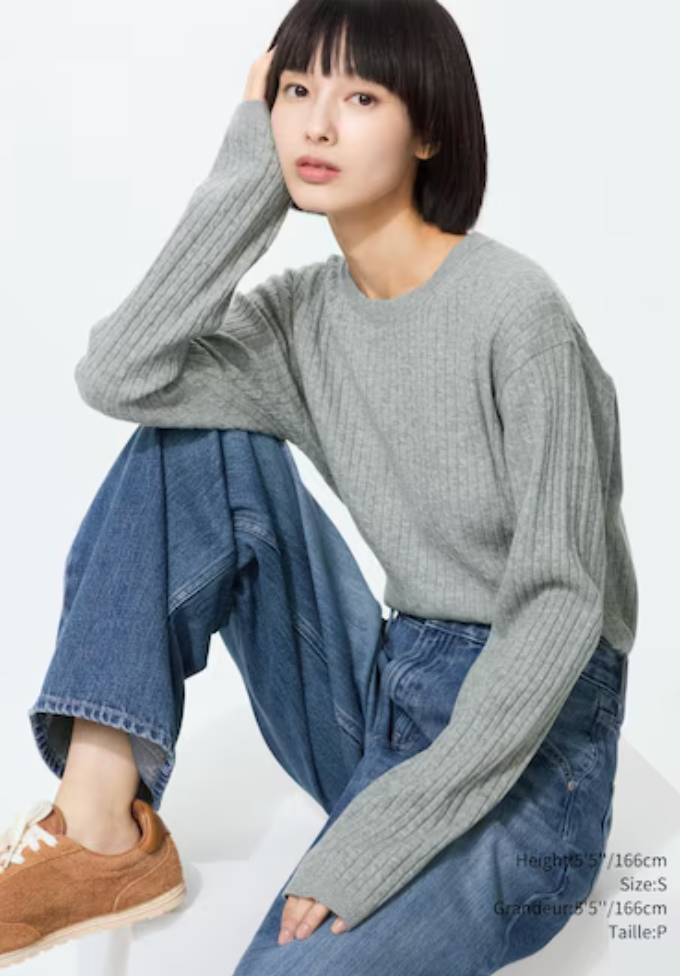 Uniqlo Mini Cable Crew Neck Sweater | Sz Small (relaxed)