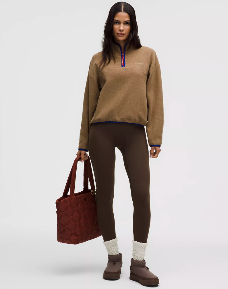 Lululemon Tumbled Fleece Half-Zip Jacket in. Camel Brown | Sz XS (oversized)