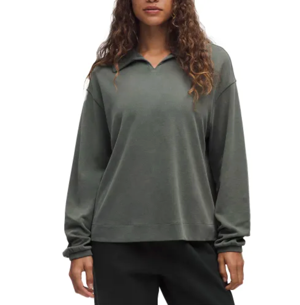 Lululemon Softstreme Pique Oversized Polo Shirt Palm Deco | Sz XS (fits a Medium)