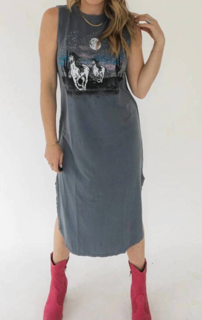Project Social T Sleeveless Dress Horses Graphic | Sz XS (fits like Small)