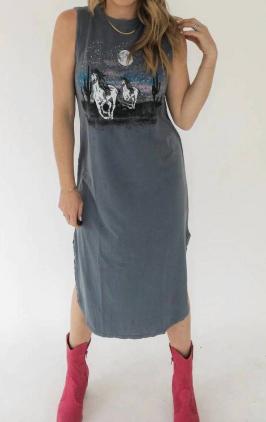 Project Social T Sleeveless Dress Horses Graphic | Sz XS (fits like Small)