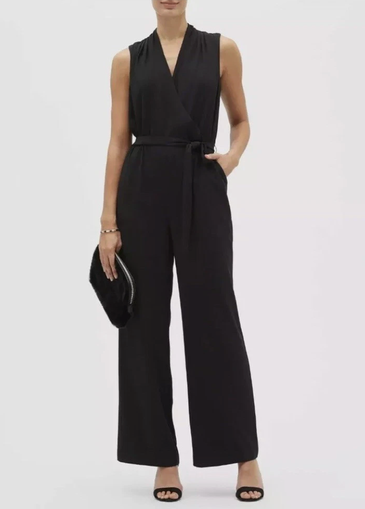 Banana Republic Wrap Wide Leg Black Jumpsuit | Sz 0 (XS)
