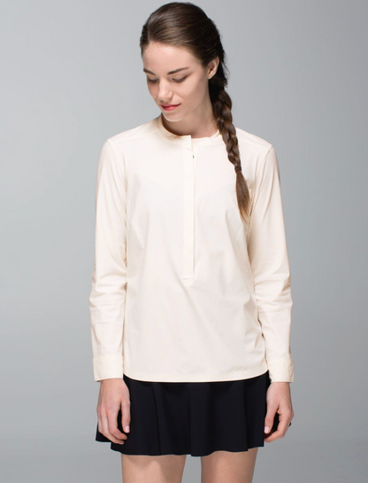 Lululemon Solo Blouse *Full Button Up Cream/Pink | Sz Small