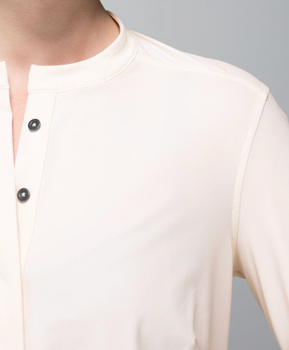 Lululemon Solo Blouse *Full Button Up Cream/Pink | Sz Small