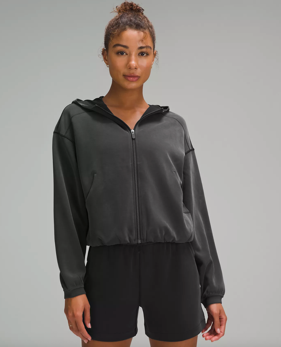 Lululemon Softstreme Full-Zip Hoodie Grey/Black | Sz 4