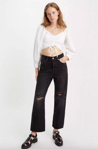 Levi's Black Ribcage Distressed Jeans | Sz 28