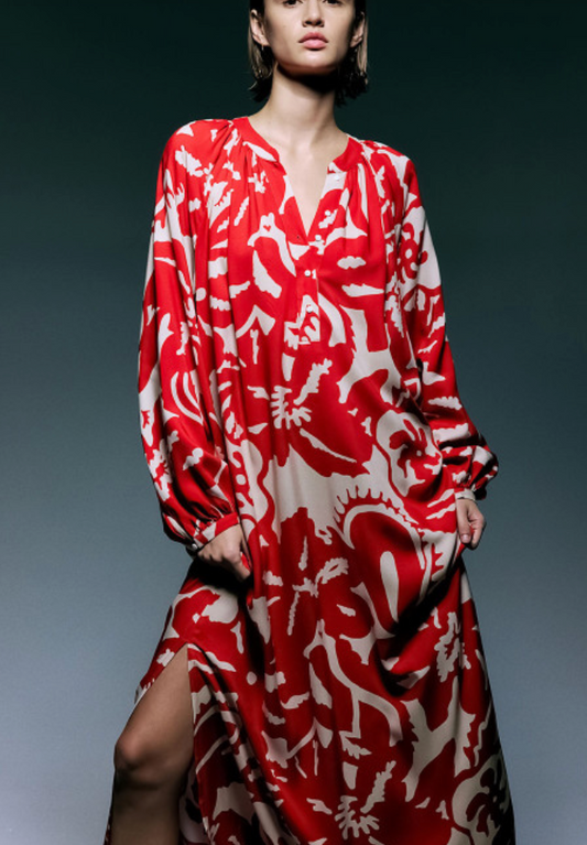 H&M Printed Balloon Sleeve Dress | Sz Large