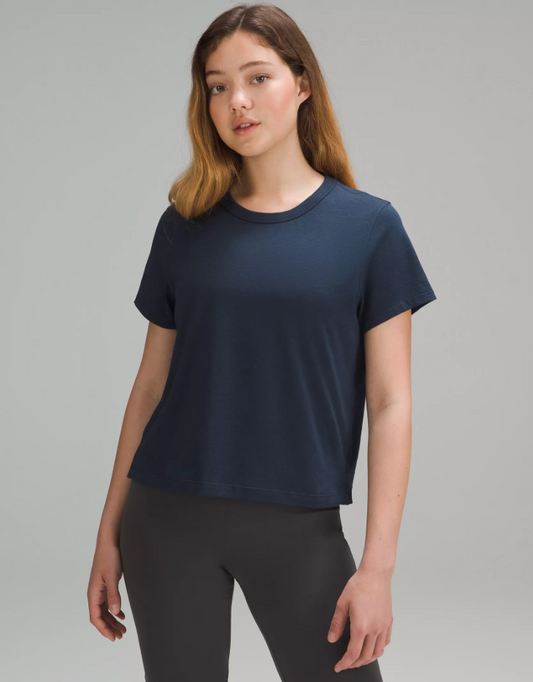 Lululemon Classic Fit Cotton Blend T Shirt True Navy | Sz 2/4 (small)