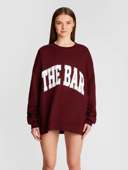The Bar Maroon Varsity Crewneck Sweater | Sz Large