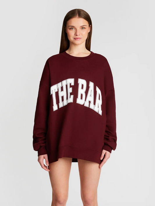 The Bar Maroon Varsity Crewneck Sweater | Sz Large