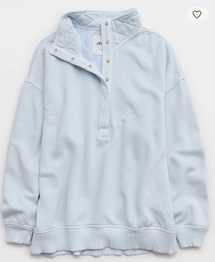 Aerie Oh Snap! Sweatshirt in Light Blue | Sz Small (very oversized)