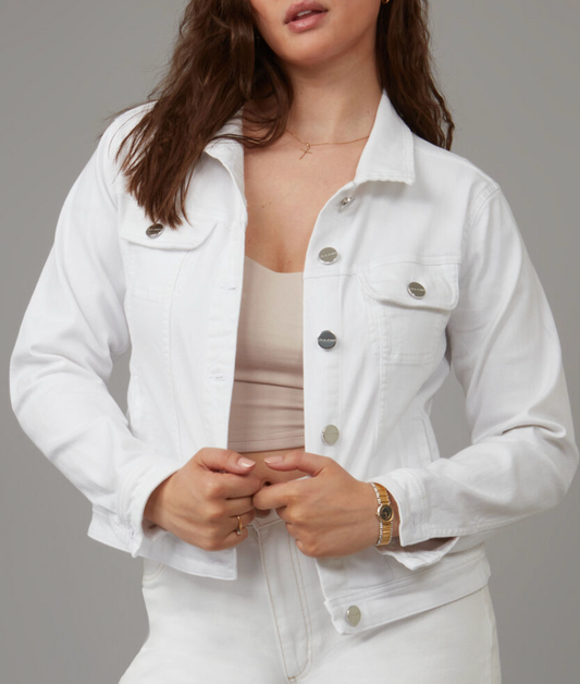 Lola Jeans White Denim Jacket | Sz Medium (fitted)