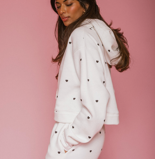 Brunette the Label All Over Heart Hoodie (Red*/White) | Sz XS/S (oversized)