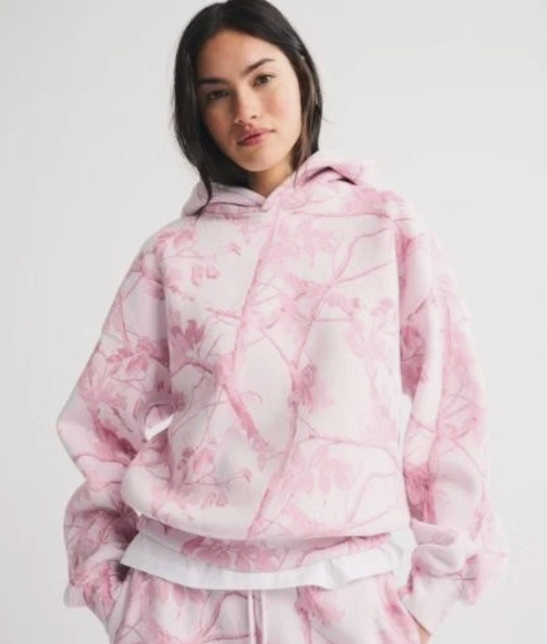 A&F Soft Collection Sunday Hoodie Pink Camo | Sz Medium