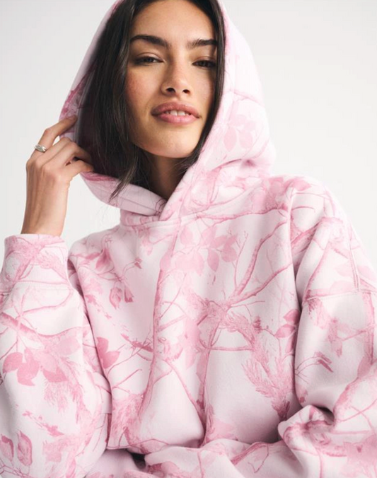 A&F Soft Collection Sunday Hoodie Pink Camo | Sz Medium