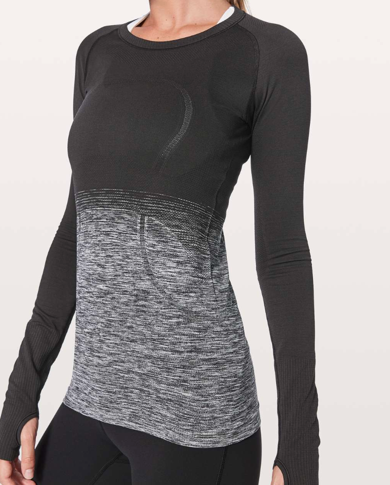 Lululemon Swiftly Tech Long Sleeve Crew Black/White Ombre | Sz 6 (approx)