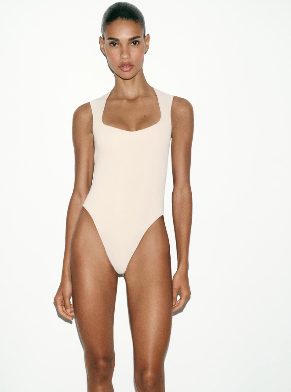 Zara Stretch Square Neck Bodysuit NWT | Sz Medium